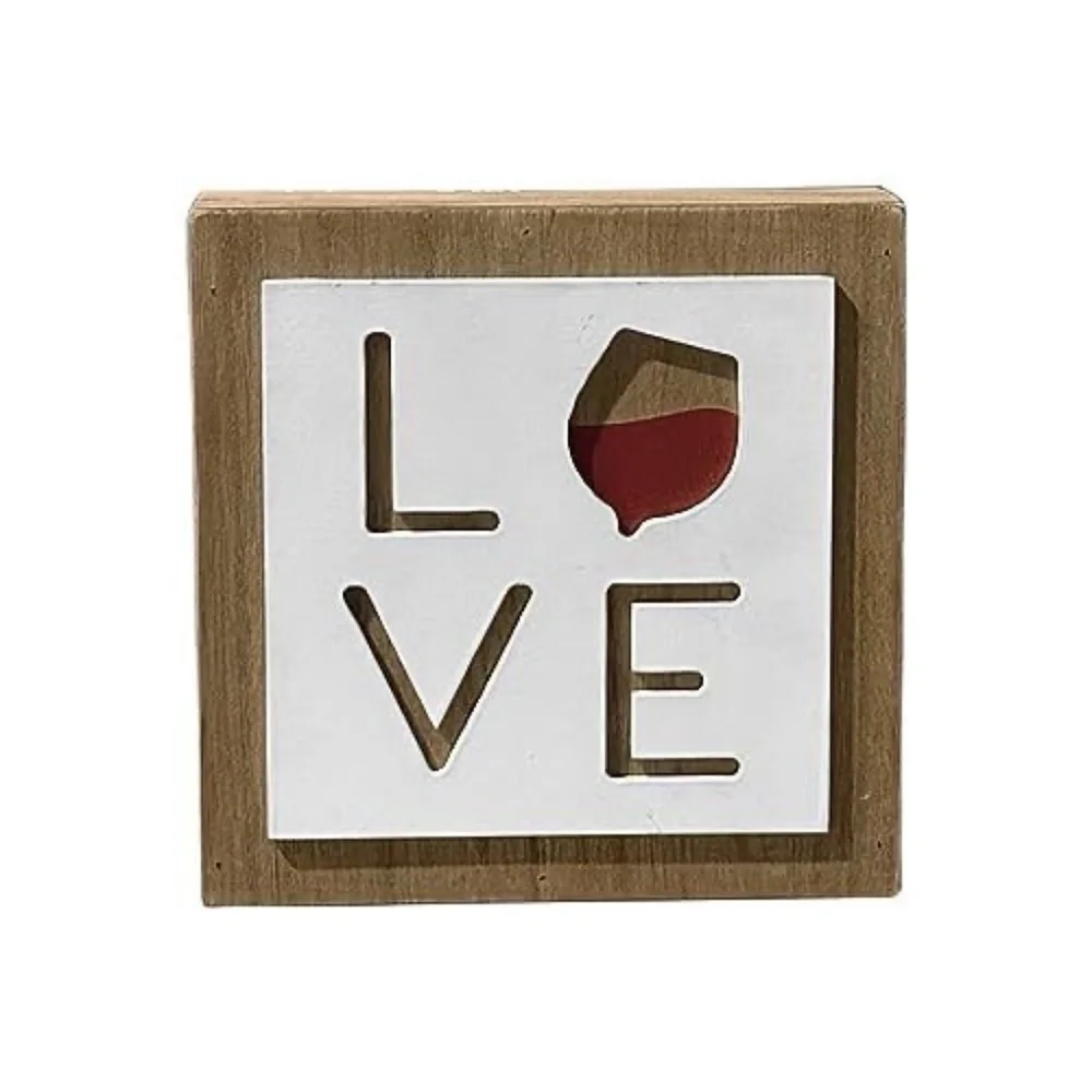 New Room &Retreat Sign Wood Block Love Box Home Décor Red Wine 2 Dimensional NWT